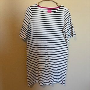 Joules Girls Blue White Striped Tshirt Dress Size 10